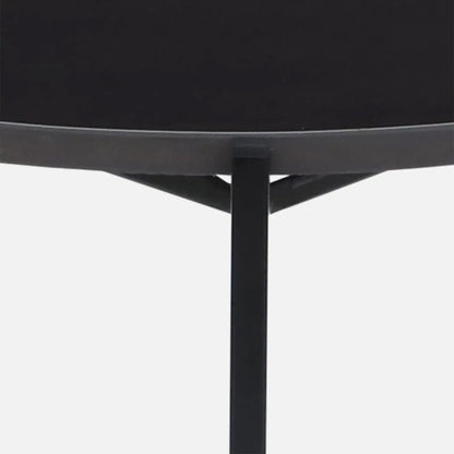 Metallic Side Table in Black Finish and Black Porcelain Top - close-up detail