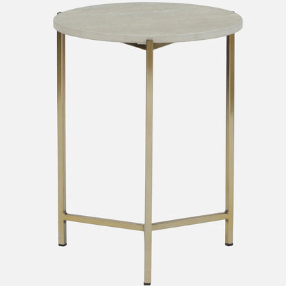 Metallic Side Table in Golden Electroplated Finish and Travertine Top