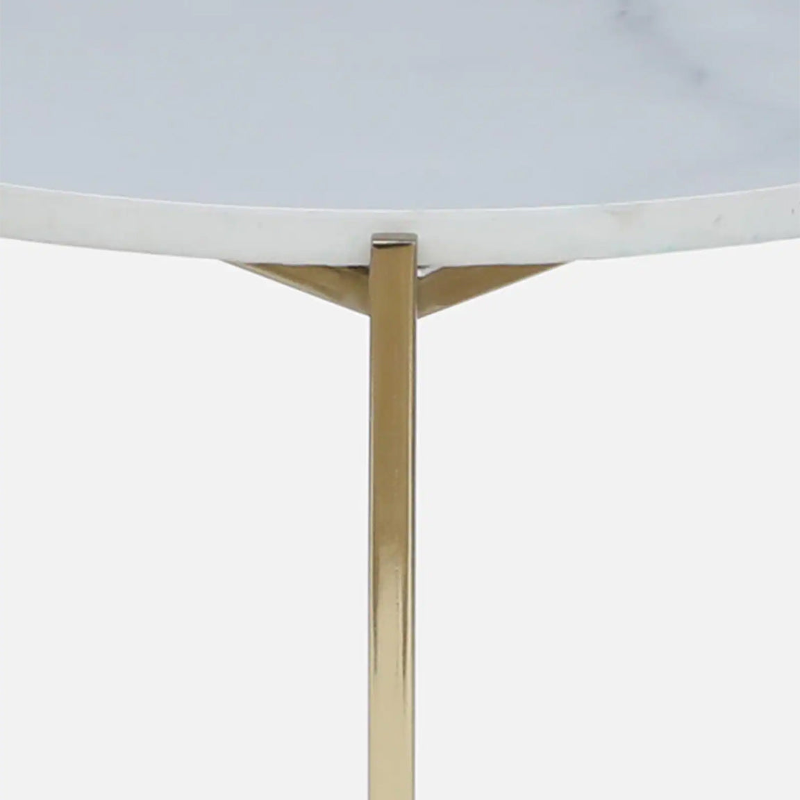 Metallic Side Table in Golden Electroplated Finish and White Porcelain Top - close-up detail