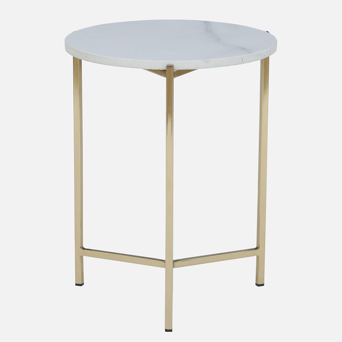 Metallic Side Table in Golden Electroplated Finish and White Porcelain Top