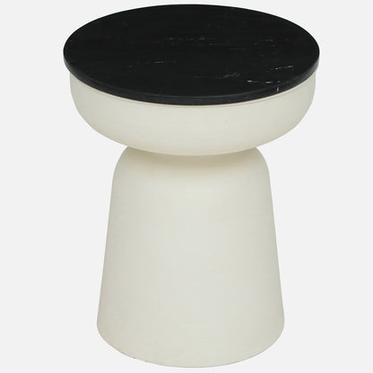 Metallic White Side Table with Black Marble Top - upholstery detail