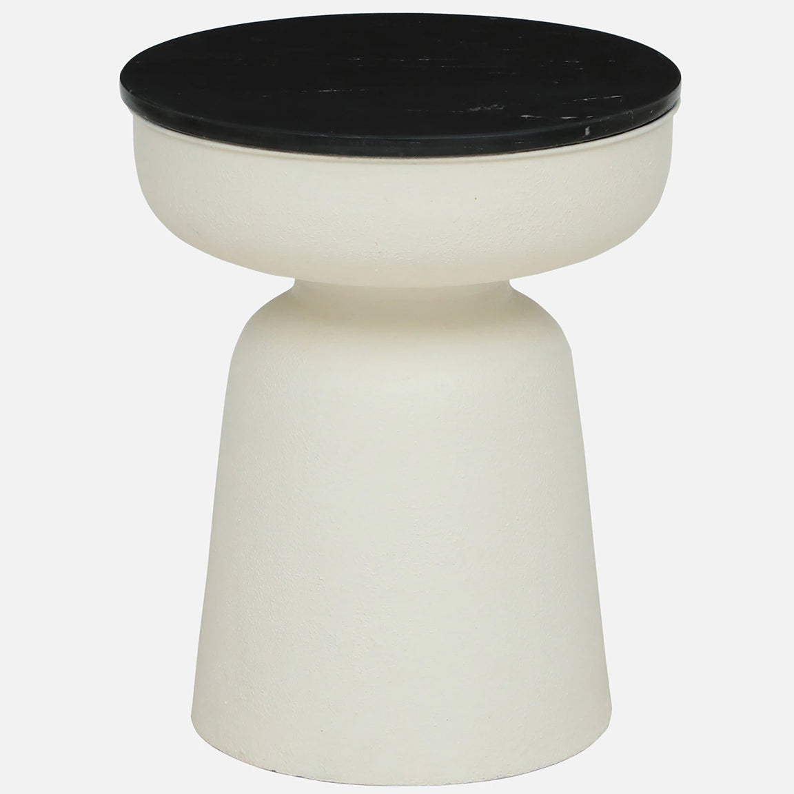 Metallic White Side Table with Black Marble Top - alternate view 2