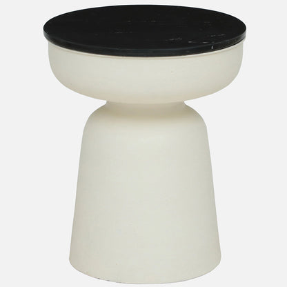 Metallic White Side Table with Black Marble Top - alternate view 2