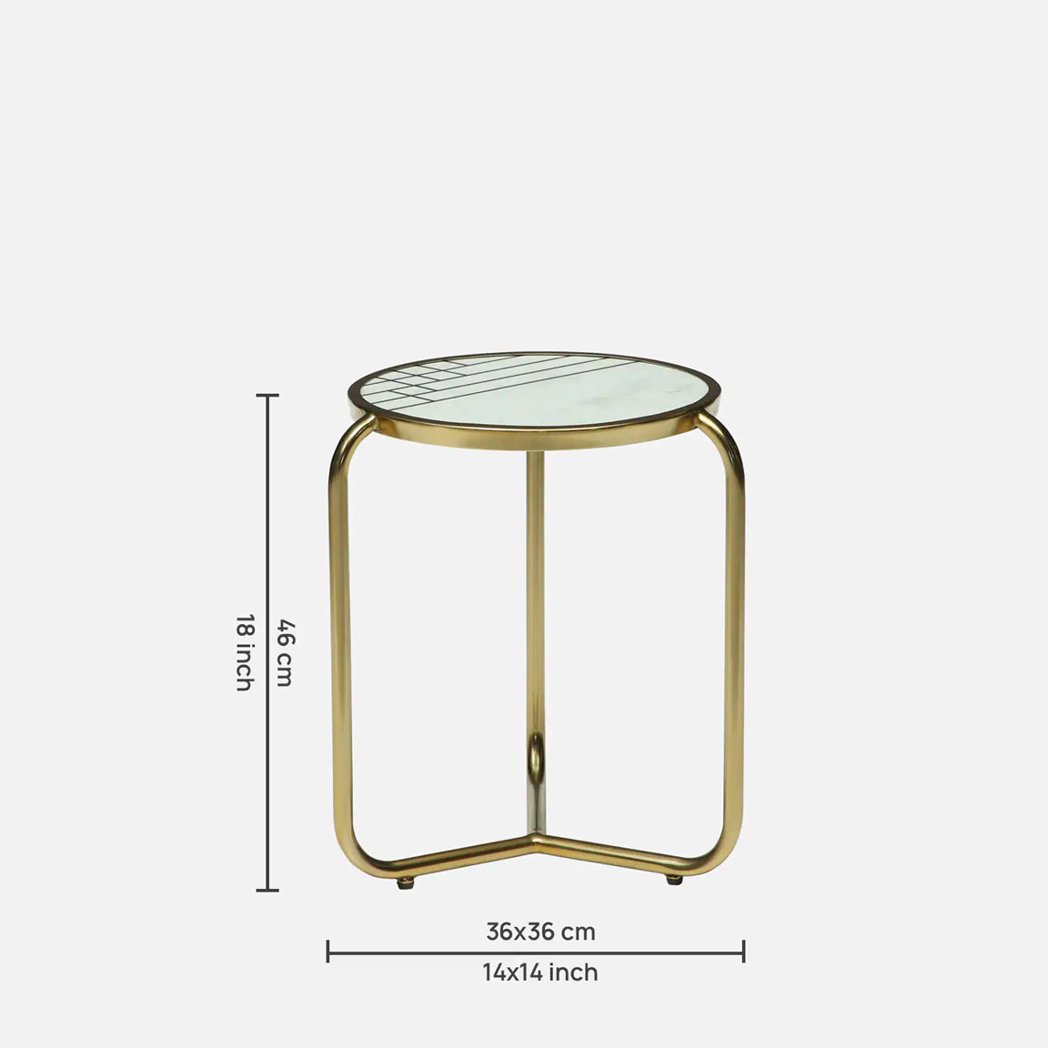Metallic Set of 2 Side Table with Marble Top Brass Inlay and Golden Electroplating - small table dimensions