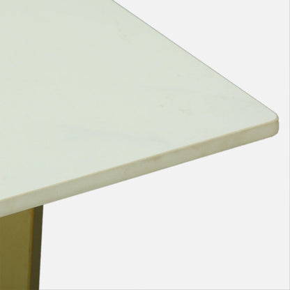 Rectangle Metallic 6 Seater Dining Table with White Porcelain Top - close-up detail