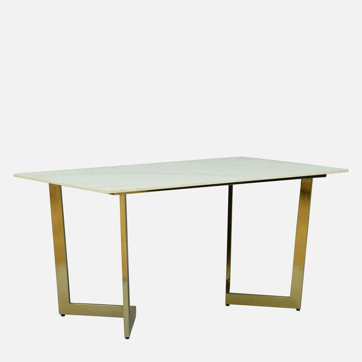 Rectangle Metallic 6 Seater Dining Table with White Porcelain Top - alternate view 2