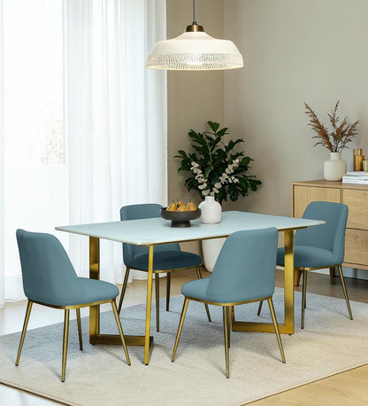 Avila 4 Seater Metallic Dining Set in Glossy Gold and Grey Velvet Chair - Rsk 4655 (2)