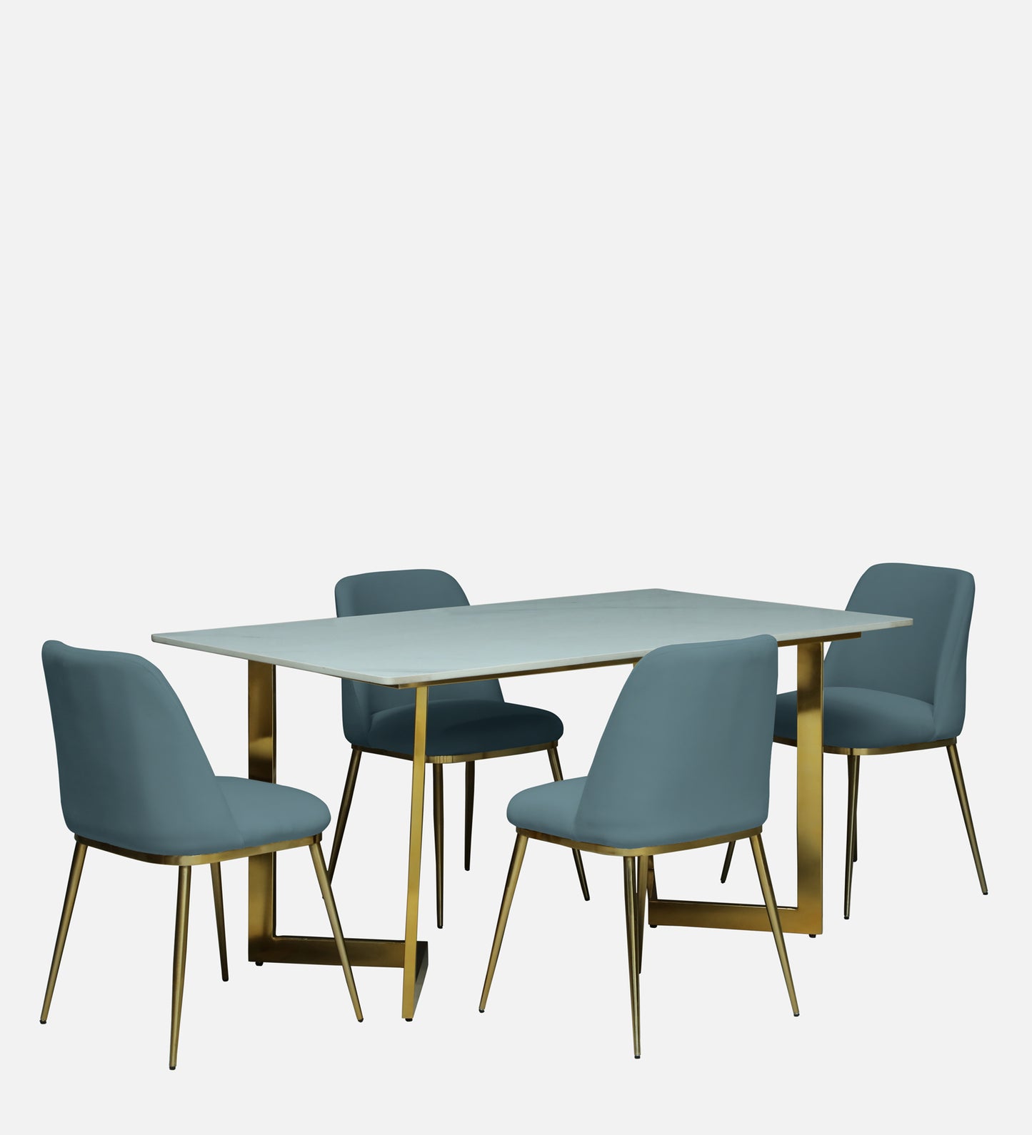 Avila 4 Seater Metallic Dining Set in Glossy Gold and Grey Velvet Chair - Rsk 4655