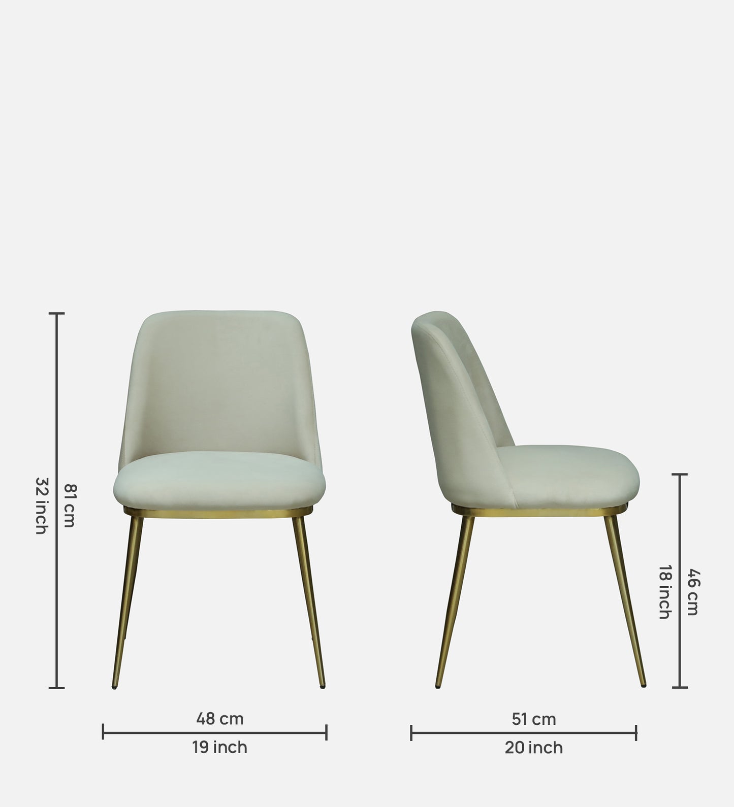 Avila 4 Seater Metallic Dining Set in Glossy Gold and Off-White Velvet Chair - Rsk 4666