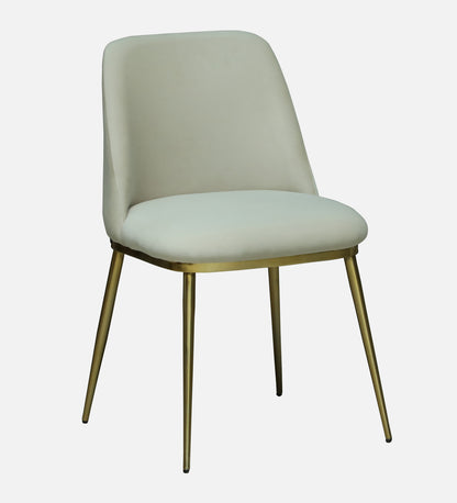 Avila 6 Seater Metallic Dining Set in Glossy Gold and Off-White Velvet Chair - Rsk 4667
