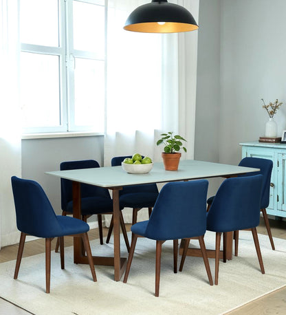 Avila 6 Seater Wooden Dining Set with Blue Chair - Rsk 4688 (2)