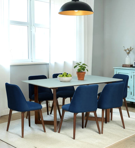 Avila 6 Seater Wooden Dining Set with Blue Chair - Rsk 4688 (2)