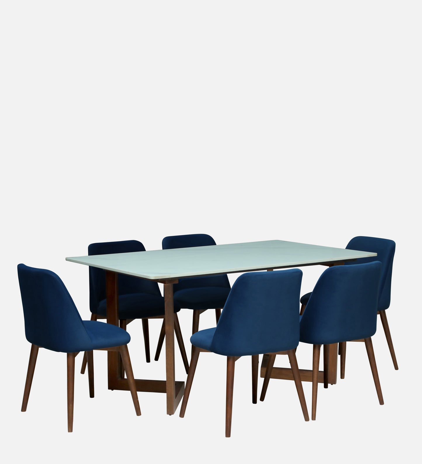Avila 6 Seater Wooden Dining Set with Blue Chair - Rsk 4688