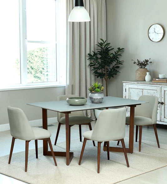 Avila 4 Seater Wooden Dining Set with Off-White Chair - Rsk 4691 (2)
