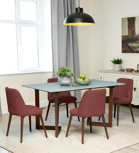 Avila 4 Seater Wooden Dining Set with Onion-Red Chair - Rsk 4691 Maroon (2)