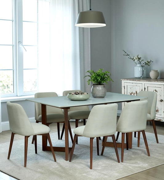 Avila 6 Seater Wooden Dining Set with Off-White Chair - Rsk 4692 (2)