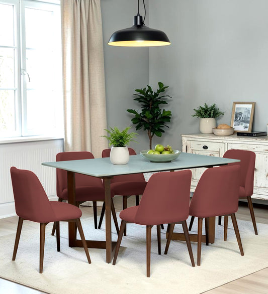 Avila 6 Seater Wooden Dining Set with Onion-Red Chair - Rsk 4692 Meroon (2)