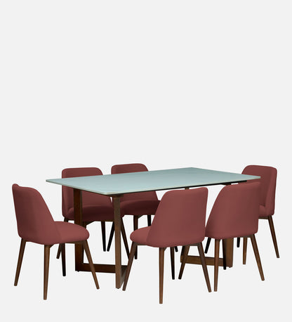 Avila 6 Seater Wooden Dining Set with Onion-Red Chair - Rsk 4692 Meroon