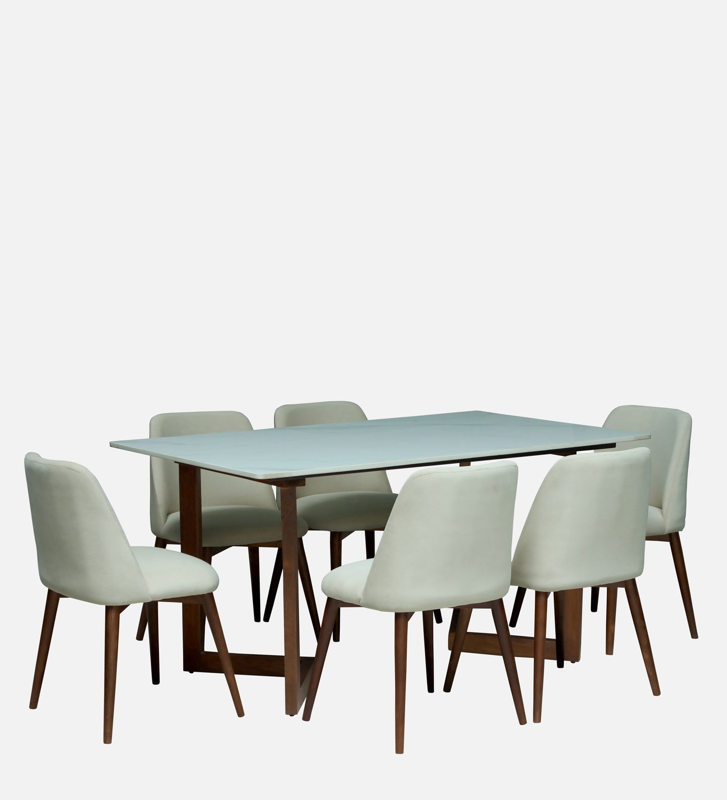 Avila 6 Seater Wooden Dining Set with Off-White Chair - Rsk 4692