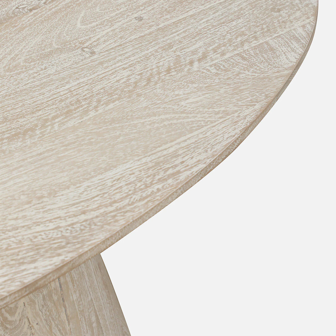Sandblasted Mango Wood Coffee Table in Whitewash Finish - close-up detail