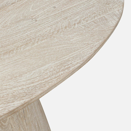 Sandblasted Mango Wood Coffee Table in Whitewash Finish - close-up detail