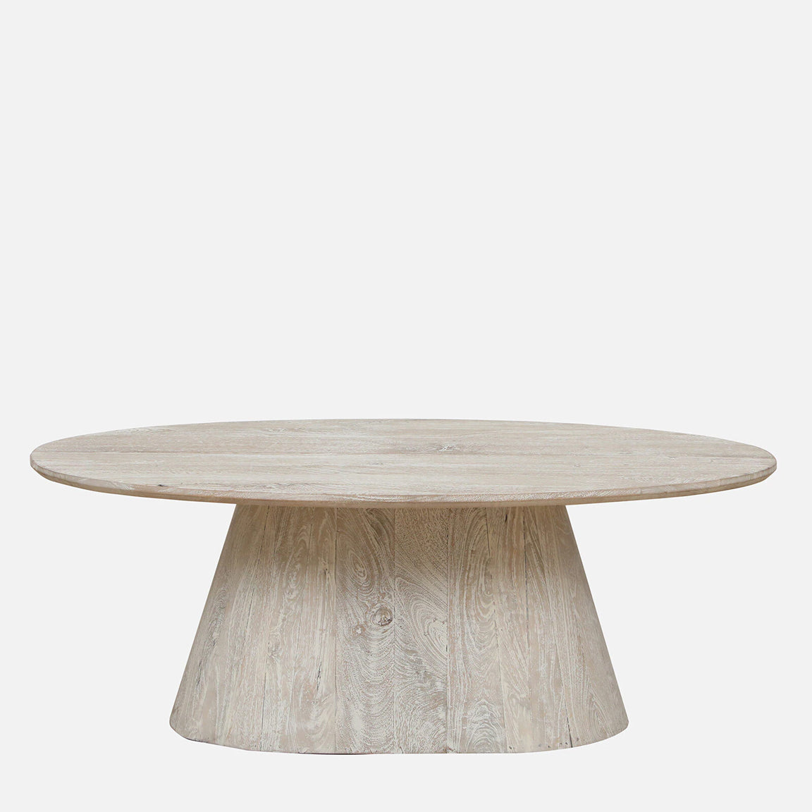 Sandblasted Mango Wood Coffee Table in Whitewash Finish - front view