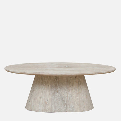 Sandblasted Mango Wood Coffee Table in Whitewash Finish - front view