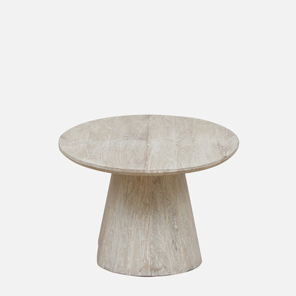 Sandblasted Mango Wood Coffee Table in Whitewash Finish - side view