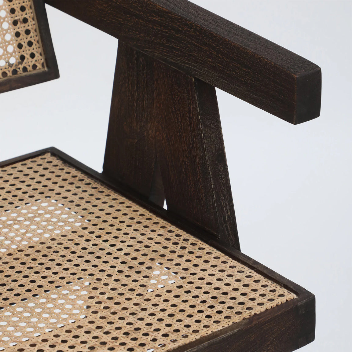 Rebecca Cane & Wood Bar Chair - Solid Wood Bar Chair In Sandblasted Danish Walnut Finish And Cane Seat B View
