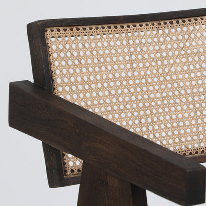 Rebecca Cane & Wood Bar Chair - Solid Wood Bar Chair In Sandblasted Danish Walnut Finish And Cane Seat C View