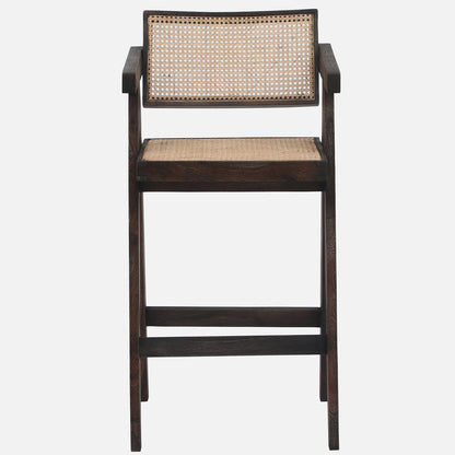 Rebecca Cane & Wood Bar Chair - Solid Wood Bar Chair In Sandblasted Danish Walnut Finish And Cane Seat F View