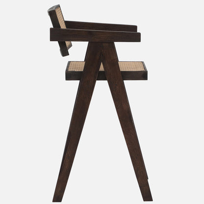 Rebecca Cane & Wood Bar Chair - Solid Wood Bar Chair In Sandblasted Danish Walnut Finish And Cane Seat S View