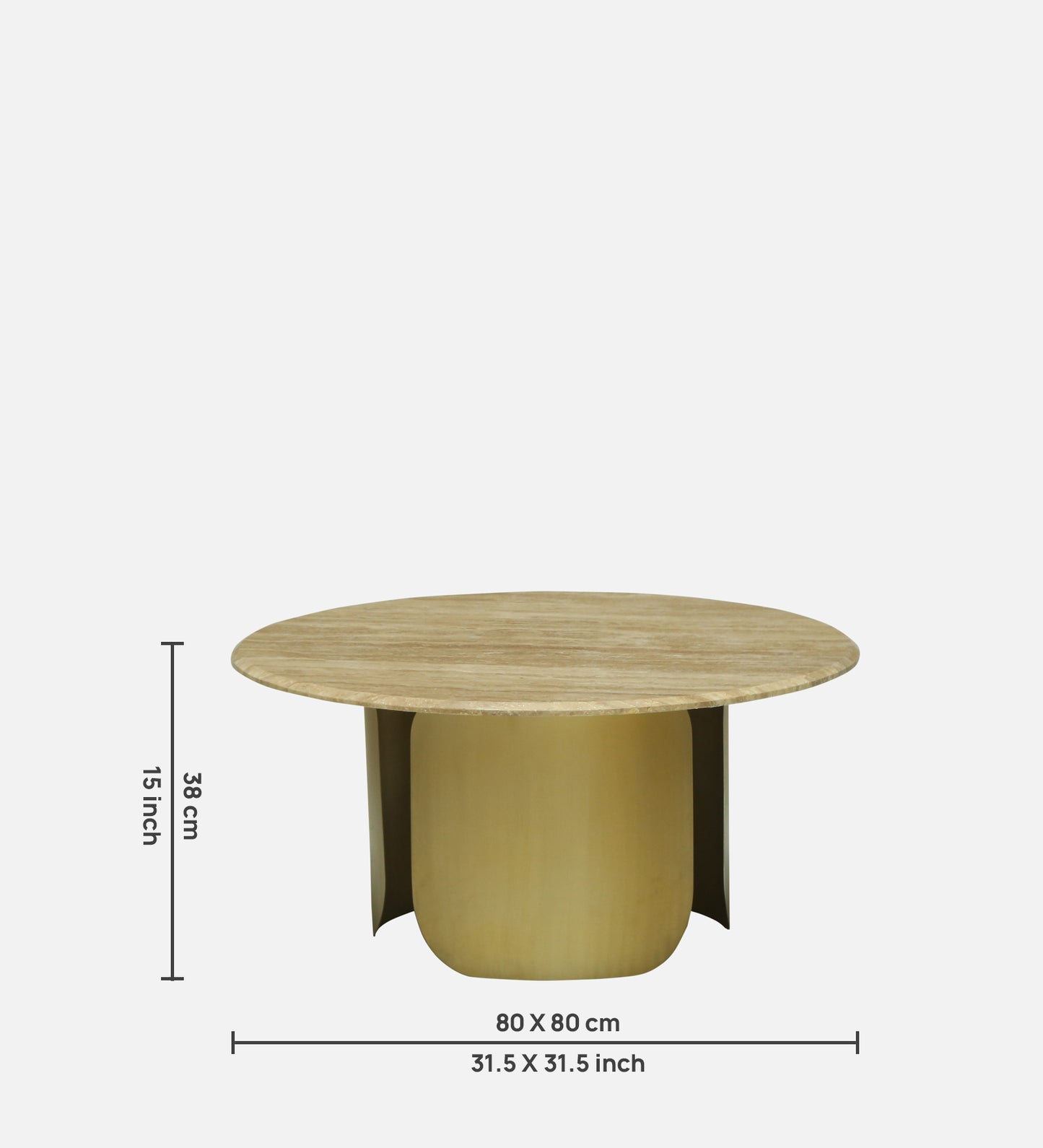 Round Travertine Coffee Table with Metallic Gold Pedestal Base - alternate view 7