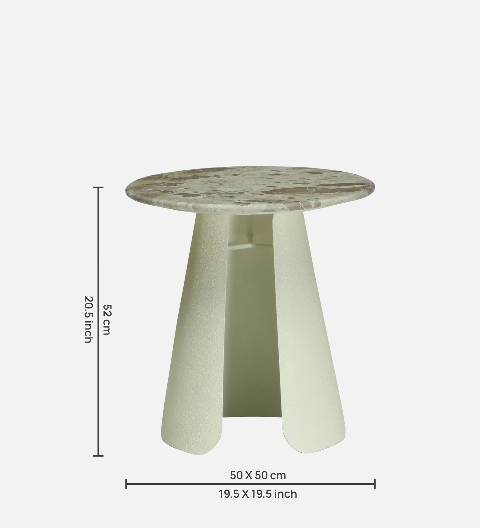 Round Beige Marble Side Table with Textured Ivory Pedestal Base - alternate view 7